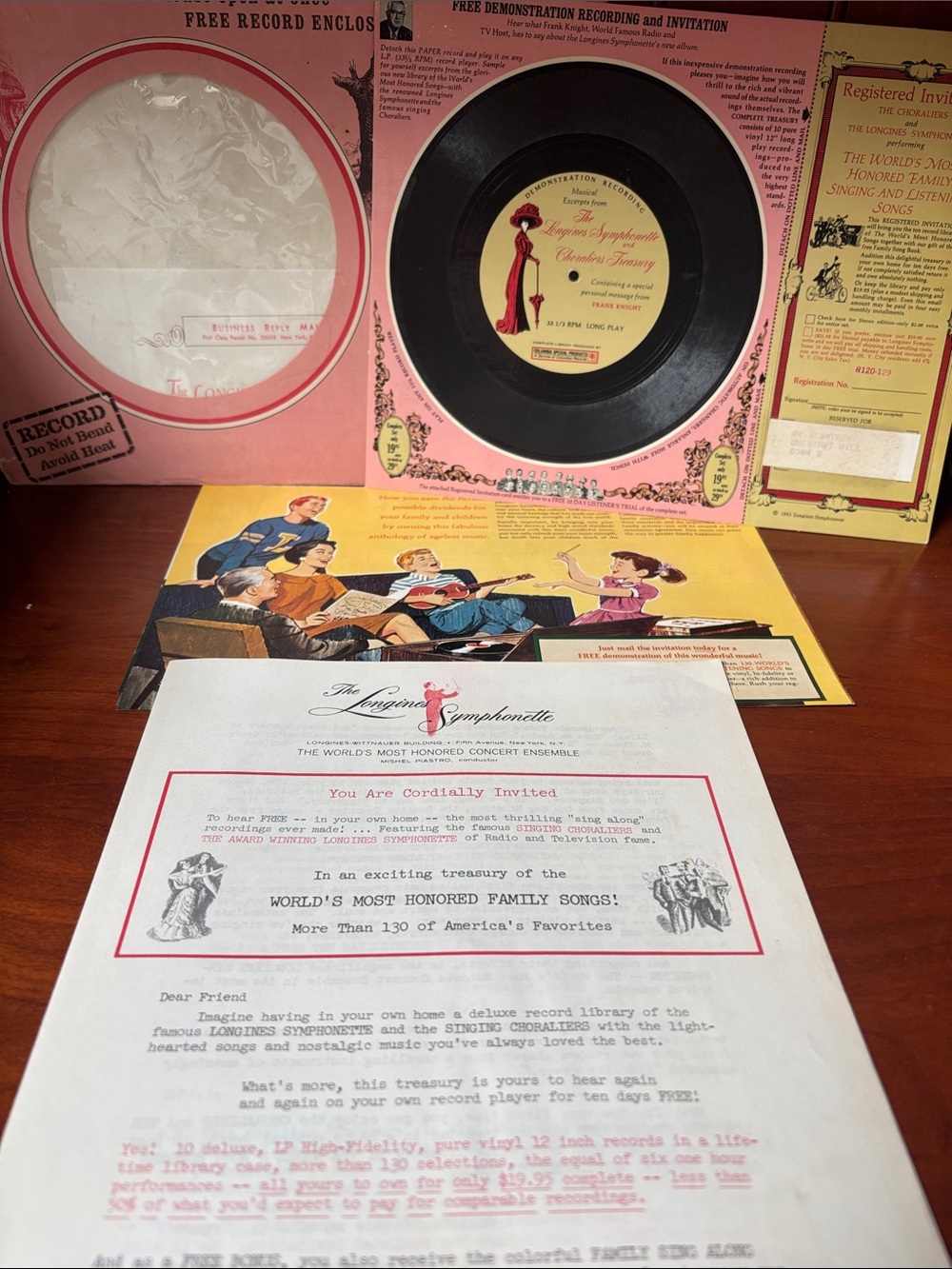 1963 Longines Symphonette Flexi-disc Advertising Envelope mint condition
